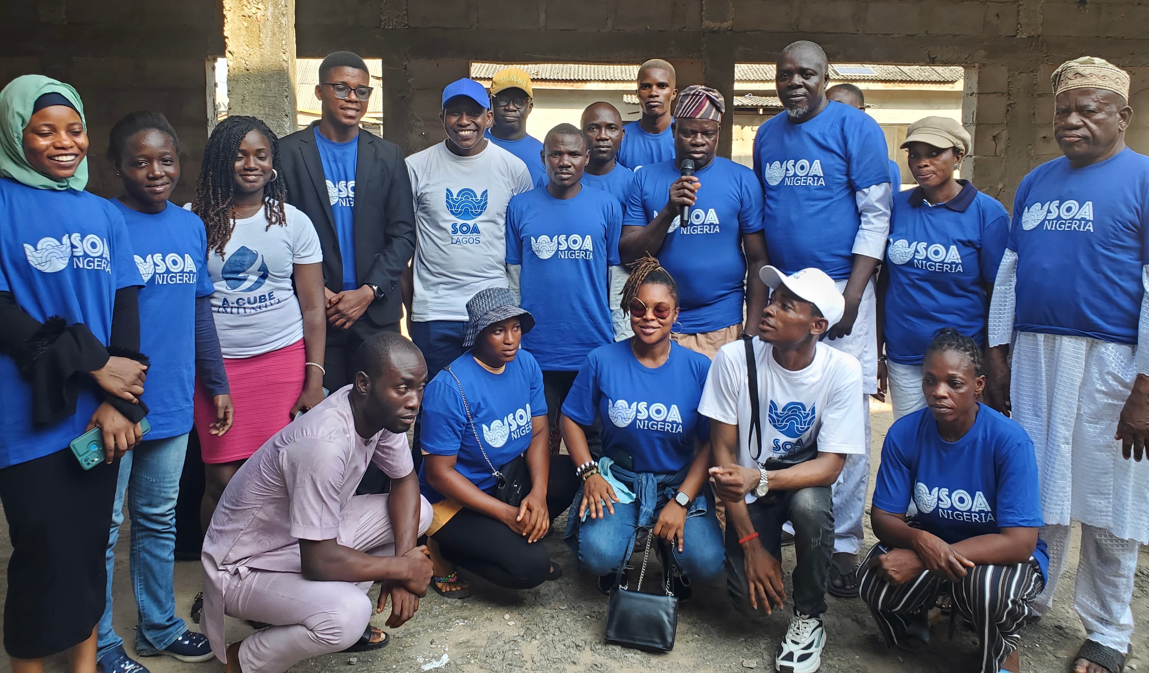 SOA Nigeria cleanup team on the shoreline